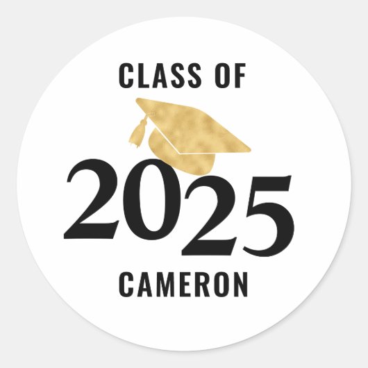 Klasse van 2025 Afstuderen gepersonaliseerd Ronde Sticker (Voorkant)