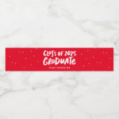 Klasse van 2025 afstuderen gepersonaliseerd rood a waterfles etiket (Enkel label)