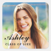 Klasse van 2025 Afstuderen gepersonaliseerde foto Vierkante Sticker (Voorkant)