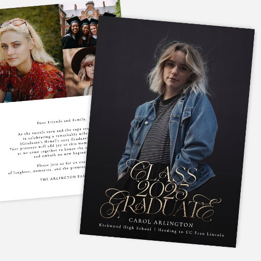 KLASSE VAN 2025 AFSTUDEREN gouden script afstudere Aankondiging