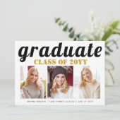 Klasse van 2025 afstuderen gouden typografie foto kaart (Staand voorkant)
