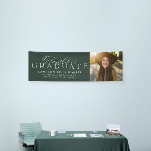 Klasse van 2025 afstuderen groen afstuderen foto spandoek (Beurs)