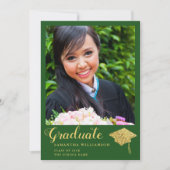 Klasse van 2025 Afstuderen Groen en Goud Afstudere Aankondiging (Voorkant)