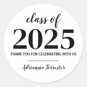 Klasse van 2025   Afstuderen Hartelijk dank Ronde Sticker