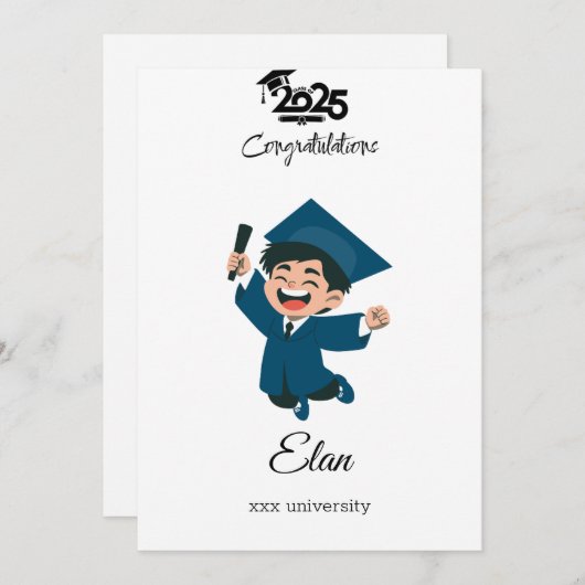 Klasse van 2025 Afstuderen Kaart - Schattigee illu (Voorkant / Achterkant)