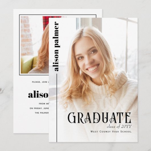 Klasse van 2025 AFSTUDEREN minimalistische foto Kaart (Voorkant / Achterkant)