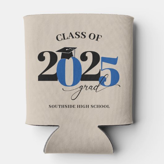 Klasse van 2025 Afstuderen Modern Rood Blikjeskoeler (Achterkant)