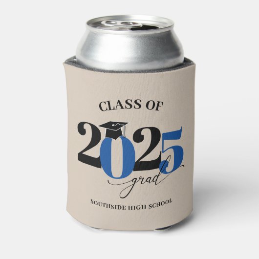 Klasse van 2025 Afstuderen Modern Rood Blikjeskoeler (Blikje Achterkant)