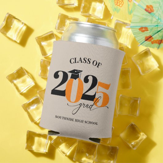 Klasse van 2025 Afstuderen modern Sinaasappel Blikjeskoeler (Insitu Zomer)