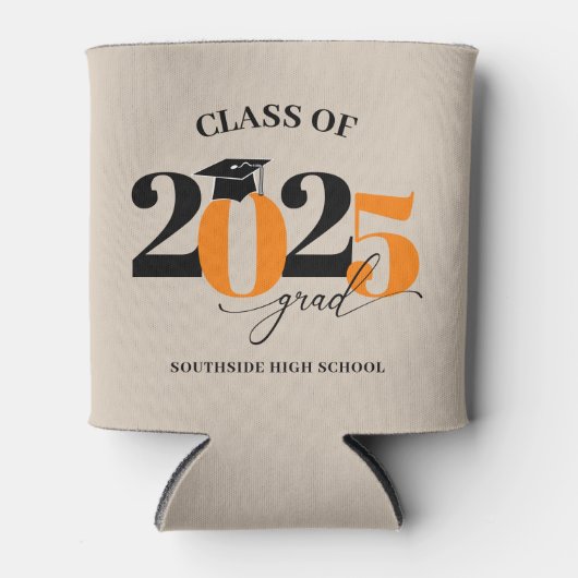 Klasse van 2025 Afstuderen modern Sinaasappel Blikjeskoeler (Voorkant)