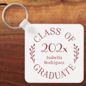 Klasse van 2025 Afstuderen naam Bourgondische typo Sleutelhanger (Voorkant)