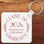 Klasse van 2025 Afstuderen naam Bourgondische typo Sleutelhanger (Achterkant)