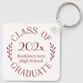 Klasse van 2025 Afstuderen naam Bourgondische typo Sleutelhanger (Achterkant)