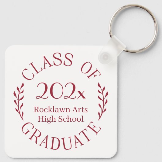 Klasse van 2025 Afstuderen naam Bourgondische typo Sleutelhanger (Achterkant)