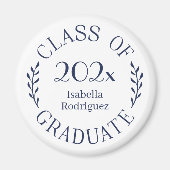 Klasse van 2025 Afstuderen Naam Navy Blue Typograp Magneet (Voorkant)