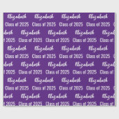 Klasse van 2025 Afstuderen Naam Royal Paarse en Wi Cadeaupapier (Vlak)