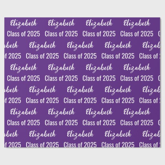 Klasse van 2025 Afstuderen Naam Royal Paarse en Wi Cadeaupapier (Vlak)