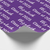 Klasse van 2025 Afstuderen Naam Royal Paarse en Wi Cadeaupapier (Hoek)