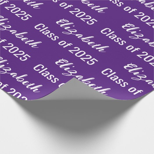 Klasse van 2025 Afstuderen Naam Royal Paarse en Wi Cadeaupapier (Hoek)