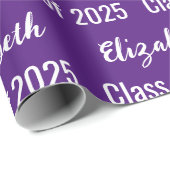 Klasse van 2025 Afstuderen Naam Royal Paarse en Wi Cadeaupapier (Rol Hoek)