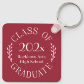 Klasse van 2025 Afstuderen Naam Typografie Bourgon Sleutelhanger (Achterkant)
