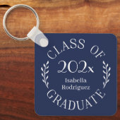 Klasse van 2025 Afstuderen Naam Typografie Navy Bl Sleutelhanger (Voorkant)