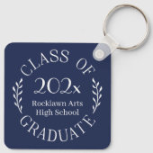 Klasse van 2025 Afstuderen Naam Typografie Navy Bl Sleutelhanger (Achterkant)