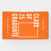 Klasse van 2025 Afstuderen Oranje foto Afstuderen Spandoek (Horizontaal)
