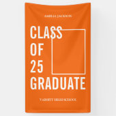Klasse van 2025 Afstuderen Oranje foto Afstuderen Spandoek (Verticaal)