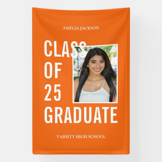 Klasse van 2025 Afstuderen Oranje foto Afstuderen Spandoek