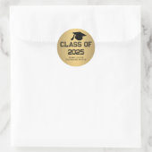 Klasse van 2025 Afstuderen Pet | Dank je wel Gold Ronde Sticker (Tas)