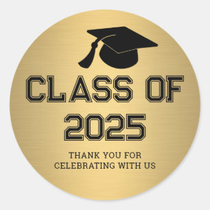 Klasse van 2025 Afstuderen Pet   Dank je wel Gold Ronde Sticker