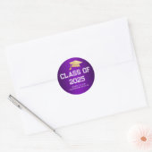 Klasse van 2025 Afstuderen Pet | Dank u Paarse Ronde Sticker (Envelop)