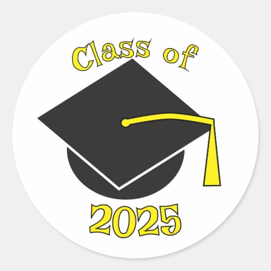 Klasse van 2025 Afstuderen Pet Geel Ronde Sticker (Voorkant)