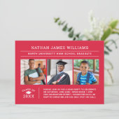 Klasse van 2025 Afstuderen Red 3 Photo Afstuderen Kaart (Staand voorkant)