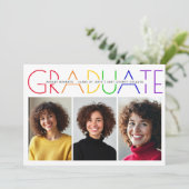 Klasse van 2025 Afstuderen regenboogfotocollage Kaart (Staand voorkant)