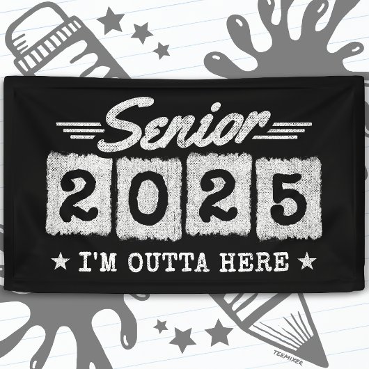 Klasse van 2025 Afstuderen Retro  Senior 2025 Spandoek
