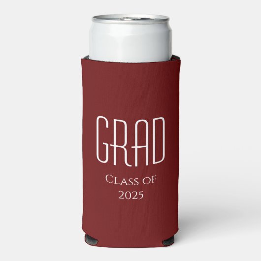 Klasse van 2025 Afstuderen Rood Eenvoudig Seltzer Blikjeskoeler (Seltzer Voorkant)