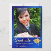 Klasse van 2025 Afstuderen Royal Blue Gold Afstude Aankondiging (Voorkant)