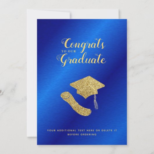 Klasse van 2025 Afstuderen Royal Blue Gold Afstude Aankondiging (Achterkant)