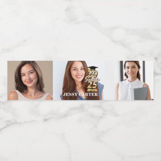 Klasse van 2025 Afstuderen Senior Afstuderen 3 fot Waterfles Etiket (Enkel label)