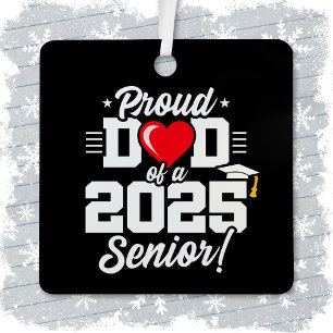 Klasse van 2025 Afstuderen Trotse Pap van Senior 2 Metalen Ornament