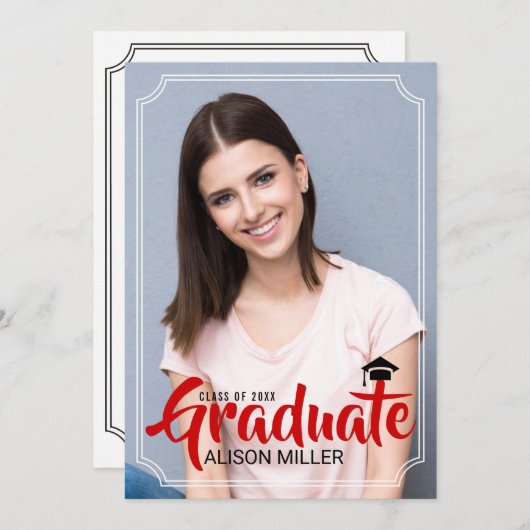 Klasse van 2025 afstuderen typografie foto kaart (Voorkant / Achterkant)