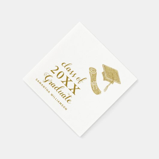 Klasse van 2025 Afstuderen wit en goud Afstuderen Servet (Hoek)