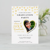 Klasse van 2025 Afstuderen Wit & Goud Afstuderen Folie Uitnodiging (Staand Voorkant)