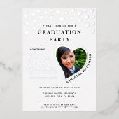 Klasse van 2025 Afstuderen Wit & Zilver Afstuderen Folie Uitnodiging (Voorkant)