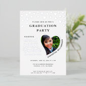 Klasse van 2025 Afstuderen Wit & Zilver Afstuderen Folie Uitnodiging (Staand Voorkant)