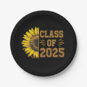 Klasse van 2025 Afstuderen Zonnebloem Afstuderen Papieren Bordje (Voorkant)
