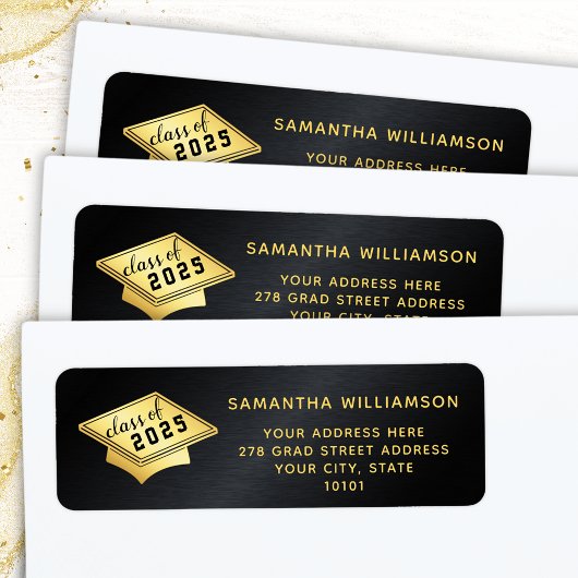Klasse van 2025 Afstuderen zwart en goud Afstudere Etiket
