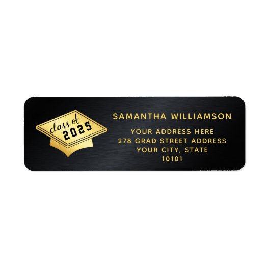 Klasse van 2025 Afstuderen zwart en goud Afstudere Etiket (Voorkant)